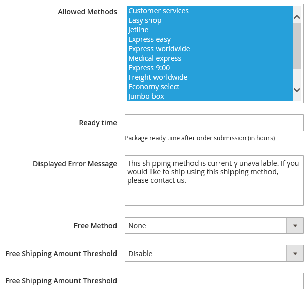 Fix Allowed Shipping Methods