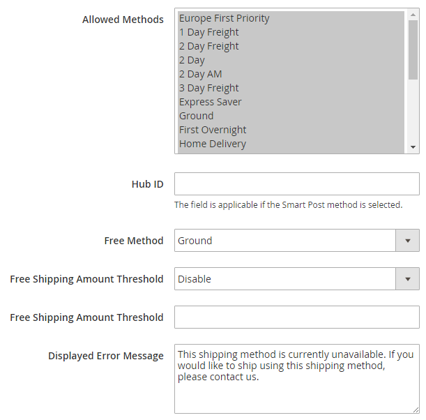 Allocate Allowed Shipping Methods