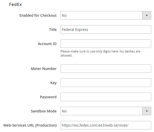 Enable FedEx form Admin Panel