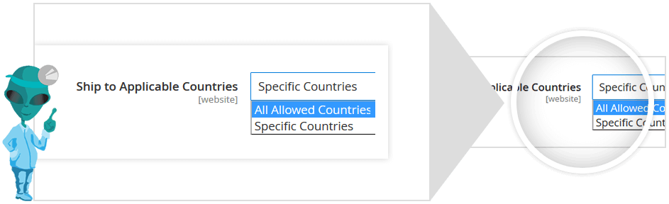 Select the county for shipping